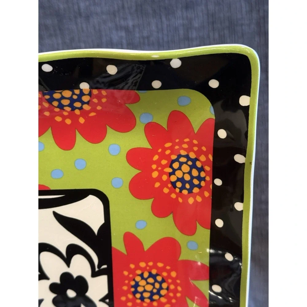 Set 2 Floral Ceramic Serving Plates Dish by Joyce Shelton Studios 11